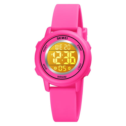 SKMEI 1721 Triplicate Round Dial LED Digital Display Luminous Silicone Strap Electronic Watch(Rose Red)-garmade.com