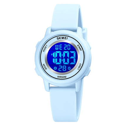 SKMEI 1721 Triplicate Round Dial LED Digital Display Luminous Silicone Strap Electronic Watch(Pink Blue)-garmade.com