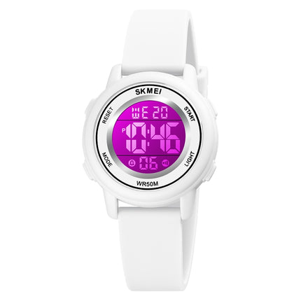 SKMEI 1721 Triplicate Round Dial LED Digital Display Luminous Silicone Strap Electronic Watch(White)-garmade.com