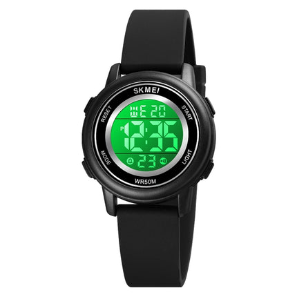 SKMEI 1721 Triplicate Round Dial LED Digital Display Luminous Silicone Strap Electronic Watch(Black)-garmade.com