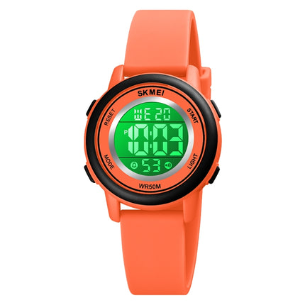 SKMEI 1721 Triplicate Round Dial LED Digital Display Luminous Silicone Strap Electronic Watch(Orange)-garmade.com