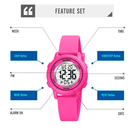 SKMEI 1721 Triplicate Round Dial LED Digital Display Luminous Silicone Strap Electronic Watch(Pink)-garmade.com