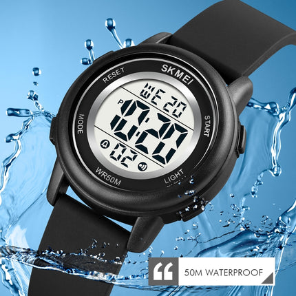 SKMEI 1721 Triplicate Round Dial LED Digital Display Luminous Silicone Strap Electronic Watch(Black)-garmade.com