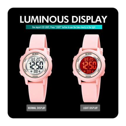 SKMEI 1721 Triplicate Round Dial LED Digital Display Luminous Silicone Strap Electronic Watch(White)-garmade.com