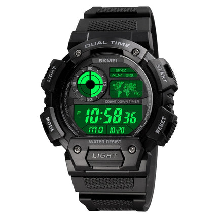 SKMEI 1723 Dual Time LED Digital Display Timing Luminous Electronic Watch(Black)-garmade.com