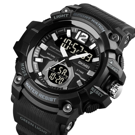 SKMEI 1725 Three Time LED Digital Display Timing Luminous Electronic Watch(Black)-garmade.com