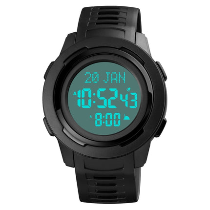 SKMEI 1729 Qibla Calendar Timing Multifunctional LED Digital Display Luminous Electronic Watch(Black and White)-garmade.com