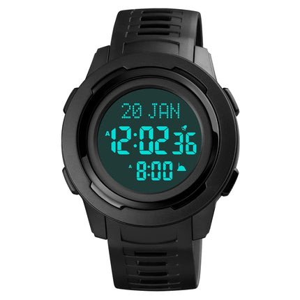 SKMEI 1729 Qibla Calendar Timing Multifunctional LED Digital Display Luminous Electronic Watch(Black)-garmade.com