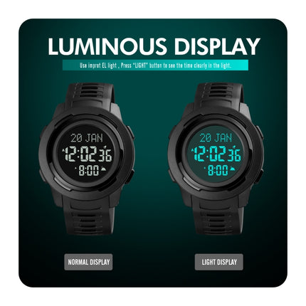 SKMEI 1729 Qibla Calendar Timing Multifunctional LED Digital Display Luminous Electronic Watch(Black)-garmade.com