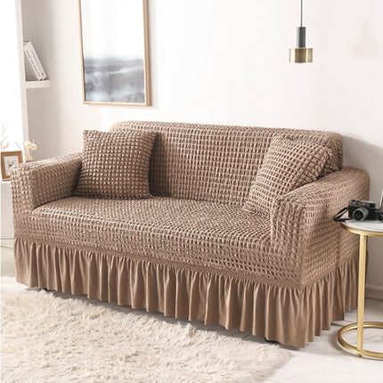 Living Room Stretch Full Coverage Skirt Style Sofa Cover, Size: Double M 145-185cm(One-color Egyptian Grey)-garmade.com