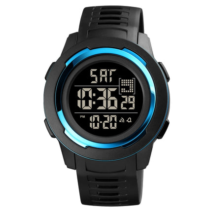 SKMEI 1731 Triplicate Round Dial LED Dual Time Digital Display Luminous Electronic Watch(Blue and Black)-garmade.com