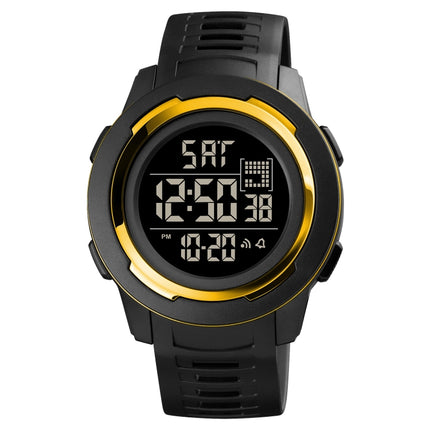 SKMEI 1731 Triplicate Round Dial LED Dual Time Digital Display Luminous Electronic Watch(Gold and Black)-garmade.com