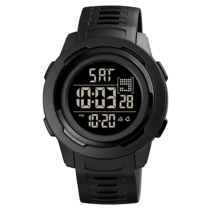 SKMEI 1731 Triplicate Round Dial LED Dual Time Digital Display Luminous Electronic Watch(Black)-garmade.com