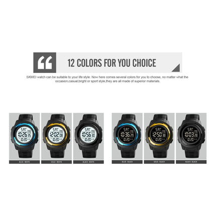 SKMEI 1731 Triplicate Round Dial LED Dual Time Digital Display Luminous Electronic Watch(Blue and Black)-garmade.com