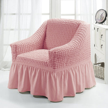 Four Seasons Universal Elastic Full Coverage Skirt Style Sofa Cover, Size: Single S 90-140cm(One-color Pink)-garmade.com