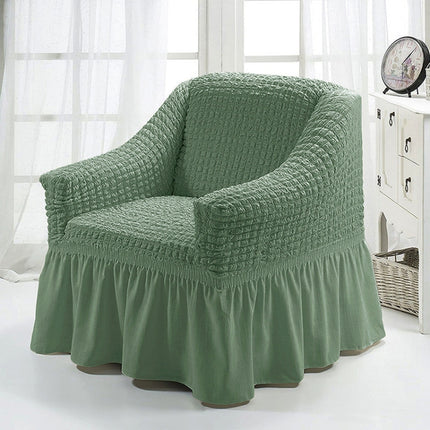 Four Seasons Universal Elastic Full Coverage Skirt Style Sofa Cover, Size: Single S 90-140cm(One-color Green)-garmade.com