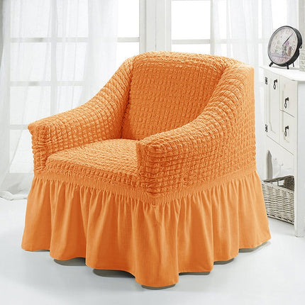 Four Seasons Universal Elastic Full Coverage Skirt Style Sofa Cover, Size: Single S 90-140cm(One-color Orange)-garmade.com