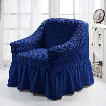 Four Seasons Universal Elastic Full Coverage Skirt Style Sofa Cover, Size: Single S 90-140cm(One-color Greek Blue)-garmade.com