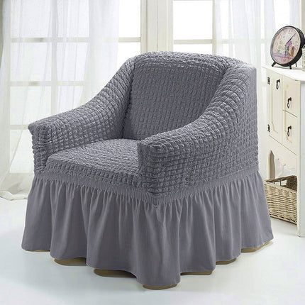 Four Seasons Universal Elastic Full Coverage Skirt Style Sofa Cover, Size: Single S 90-140cm(One-color Middle Grey)-garmade.com