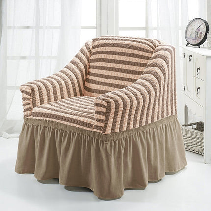 Four Seasons Universal Elastic Full Coverage Skirt Style Sofa Cover, Size: Single S 90-140cm(Two-colors Coffee)-garmade.com