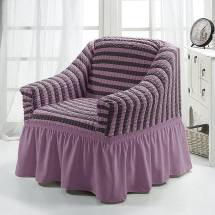 Four Seasons Universal Elastic Full Coverage Skirt Style Sofa Cover, Size: Single S 90-140cm(Two-colors Purple)-garmade.com