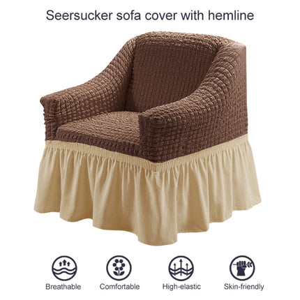 Four Seasons Universal Elastic Full Coverage Skirt Style Sofa Cover, Size: Single S 90-140cm(Two-colors Coffee)-garmade.com