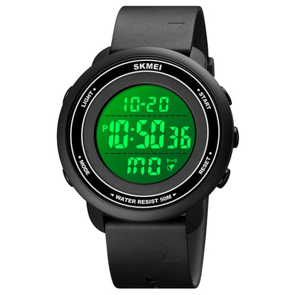 SKMEI 1736 Triplicate Round Dial Timing LED Digital Display Luminous Electronic Watch(Black and White)-garmade.com