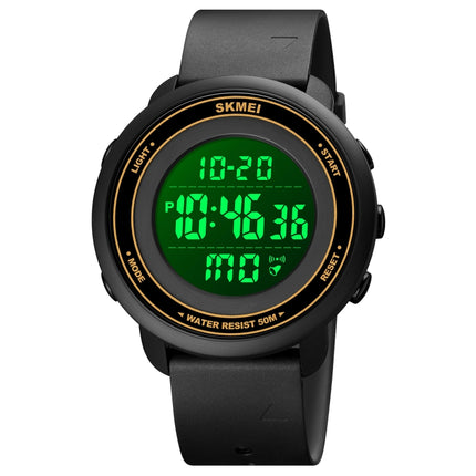 SKMEI 1736 Triplicate Round Dial Timing LED Digital Display Luminous Electronic Watch(Gold and Black)-garmade.com