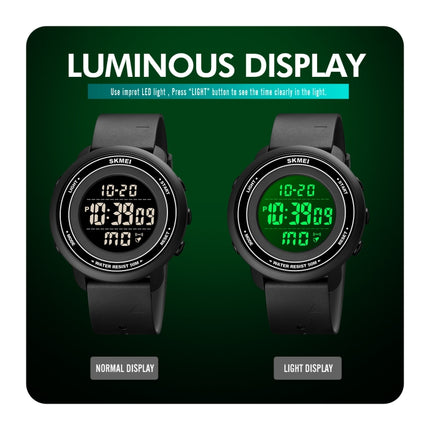 SKMEI 1736 Triplicate Round Dial Timing LED Digital Display Luminous Electronic Watch(Black and White)-garmade.com