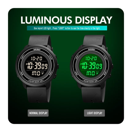 SKMEI 1736 Triplicate Round Dial Timing LED Digital Display Luminous Electronic Watch(Black)-garmade.com