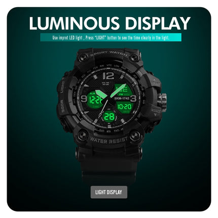 SKMEI 1742 Four-screen LED Digital Display Luminous Sports Shockproof Electronic Watch for Men(Black)-garmade.com
