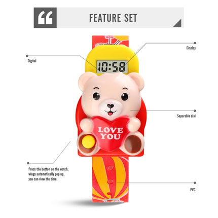 SKMEI 1748 Three-dimensional Cartoon Love-heart Bear LED Digital Display Electronic Watch for Children(Red)-garmade.com