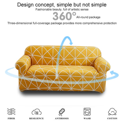 Double Seat Living Room Four Seasons Elastic Full Coverage Non-slip Sofa Cover, Size: 145 x 185cm(Yellow)-garmade.com