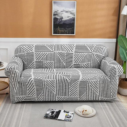 Double Seat Living Room Four Seasons Elastic Full Coverage Non-slip Sofa Cover, Size: 145 x 185cm(Snow)-garmade.com