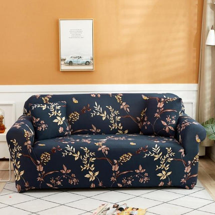 Double Seat Living Room Four Seasons Elastic Full Coverage Non-slip Sofa Cover, Size: 145 x 185cm(Golden Branches and Jade Leaves)-garmade.com