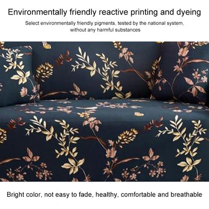 Double Seat Living Room Four Seasons Elastic Full Coverage Non-slip Sofa Cover, Size: 145 x 185cm(Golden Branches and Jade Leaves)-garmade.com