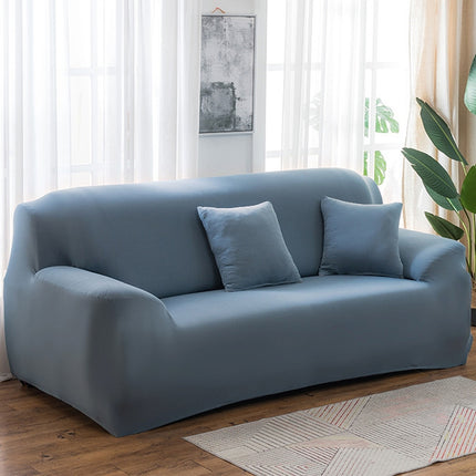 Four Seasons Solid Color Elastic Full Coverage Non-slip Sofa Cover(Grey Blue)-garmade.com