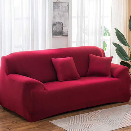 Four Seasons Solid Color Elastic Full Coverage Non-slip Sofa Cover(Wine Red)-garmade.com