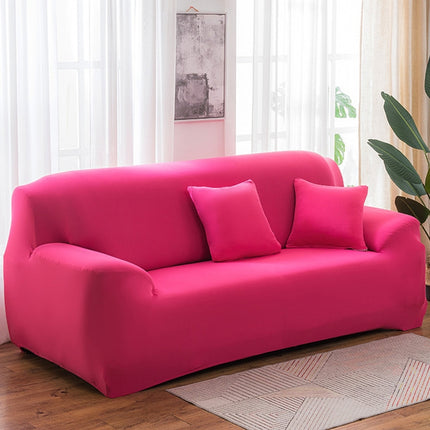 Four Seasons Solid Color Elastic Full Coverage Non-slip Sofa Cover(Rose Red)-garmade.com