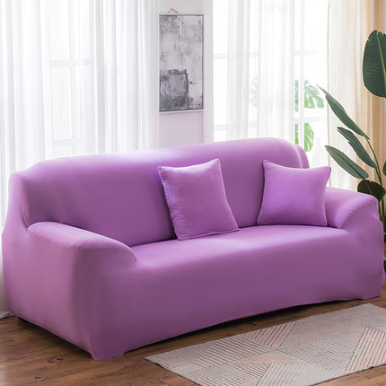 Four Seasons Solid Color Elastic Full Coverage Non-slip Sofa Cover(Light Purple)-garmade.com