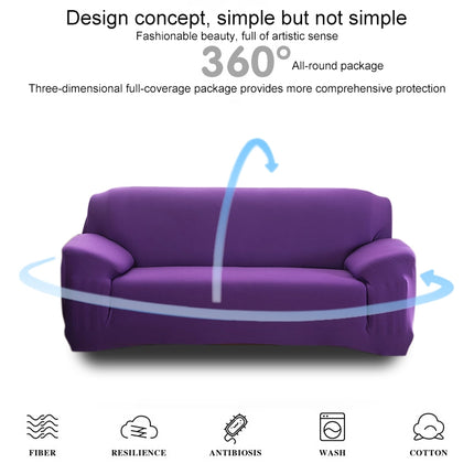 Four Seasons Solid Color Elastic Full Coverage Non-slip Sofa Cover(Purple)-garmade.com