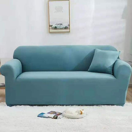 Four Seasons Solid Color Elastic Full Coverage Non-slip Sofa Cover(Lake Blue)-garmade.com