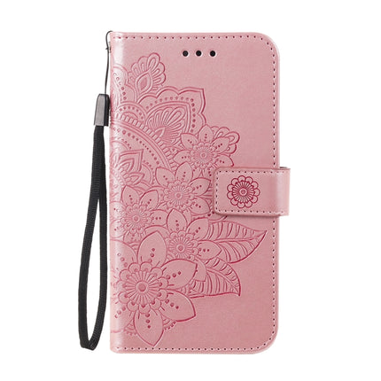 7-petal Flowers Embossing Pattern Horizontal Flip PU Leather Case with Holder & Card Slots & Wallet & Photo Frame For iPhone 13(Rose Gold)-garmade.com