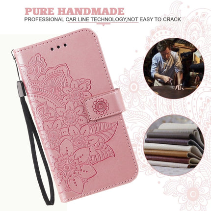 7-petal Flowers Embossing Pattern Horizontal Flip PU Leather Case with Holder & Card Slots & Wallet & Photo Frame For iPhone 13 Pro(Rose Gold)-garmade.com