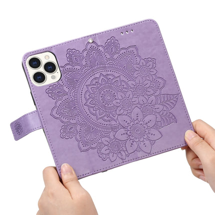 7-petal Flowers Embossing Pattern Horizontal Flip PU Leather Case with Holder & Card Slots & Wallet & Photo Frame For iPhone 13 Pro Max(Light Purple)-garmade.com