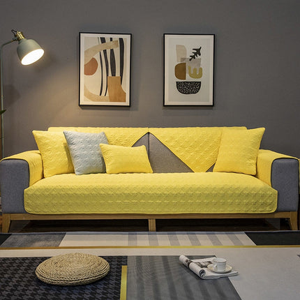 Four Seasons Universal Simple Modern Non-slip Full Coverage Sofa Cover, Size:90x90cm(Houndstooth Yellow)-garmade.com