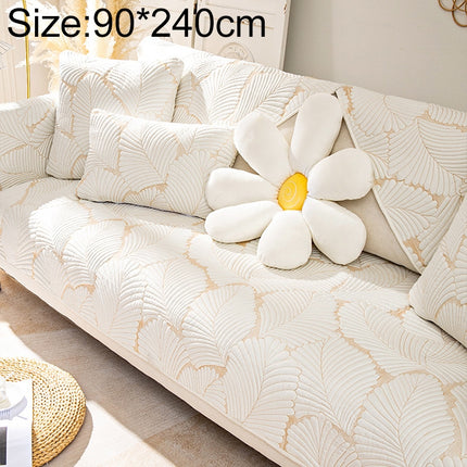 Four Seasons Universal Simple Modern Non-slip Full Coverage Sofa Cover, Size:90x240cm(Banana Leaf Beige)-garmade.com