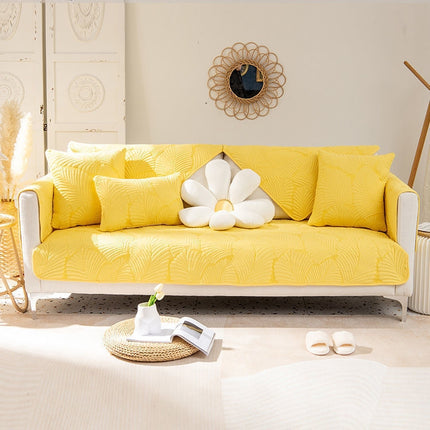 Four Seasons Universal Simple Modern Non-slip Full Coverage Sofa Cover, Size:90x240cm(Banana Leaf Yellow)-garmade.com