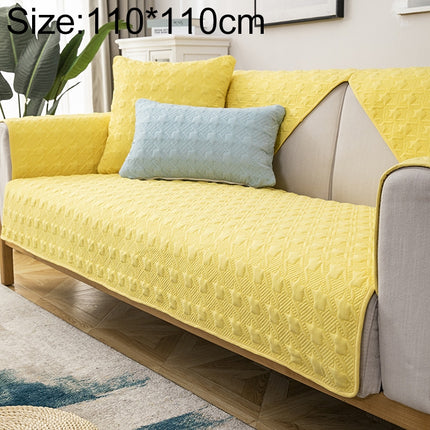 Four Seasons Universal Simple Modern Non-slip Full Coverage Sofa Cover, Size:110x110cm(Houndstooth Yellow)-garmade.com