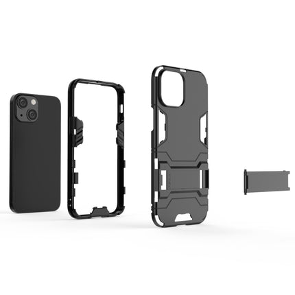 PC + TPU Shockproof Protective Case with Invisible Holder For iPhone 13 mini(Black)-garmade.com
